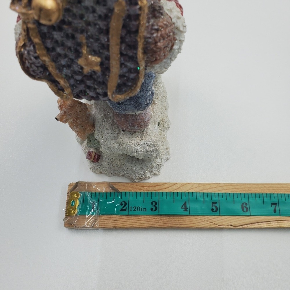 Vintage Santa Claus Figurine With Sack Of Toys Glitter Resin Christmas Decor - Picture 13 of 14